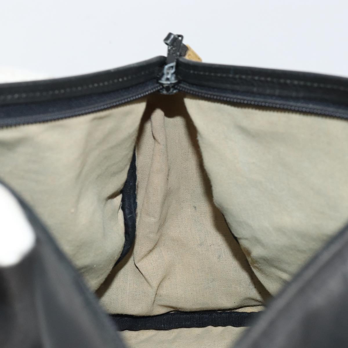 LOEWE Anagram Pouch Leather Black Gold Auth 170433