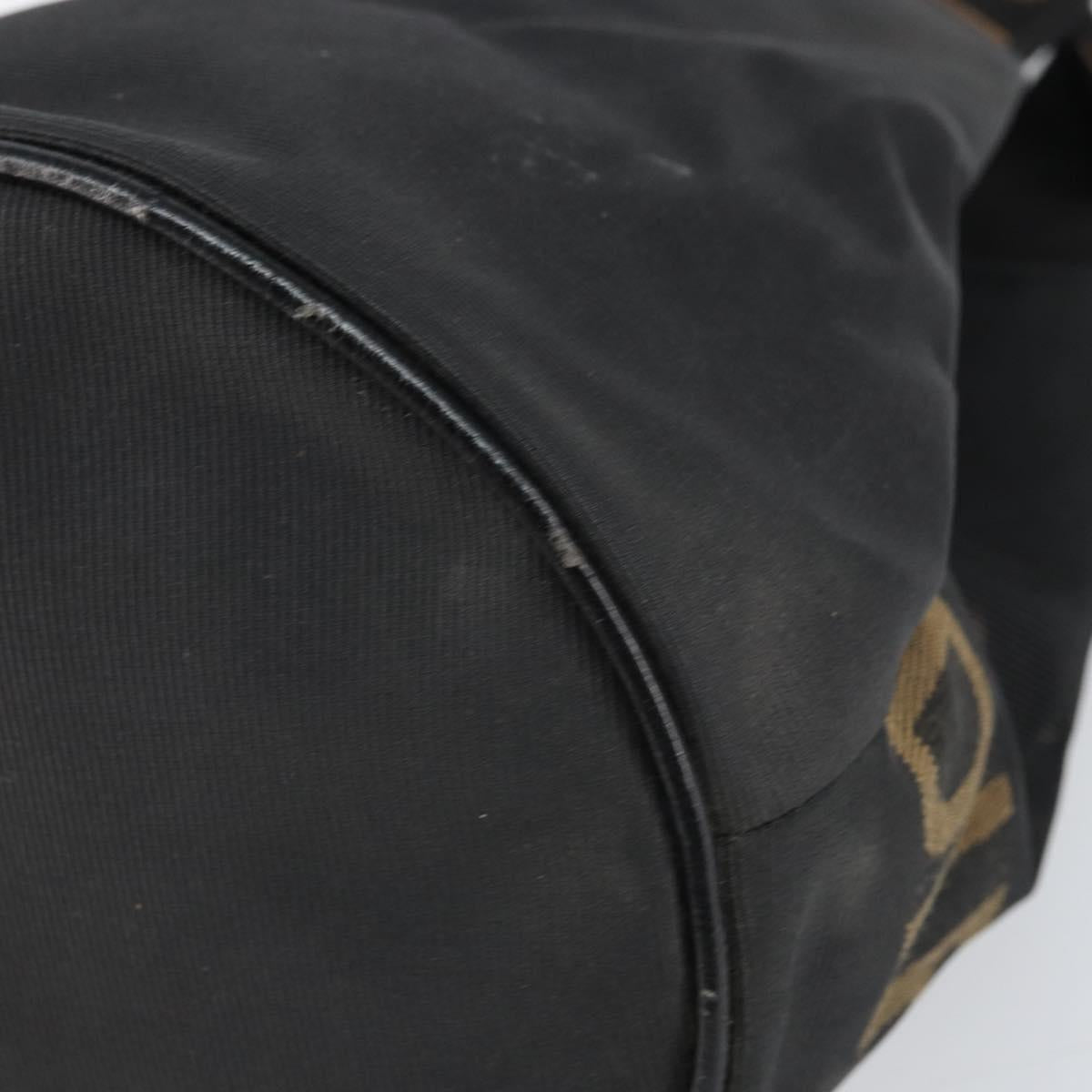 FENDI Hand Bag Nylon Black Gold Auth 170436