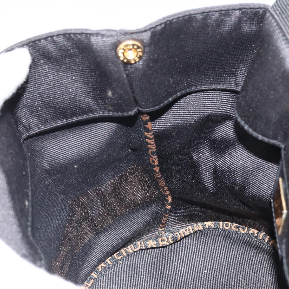 FENDI Hand Bag Nylon Black Gold Auth 170436