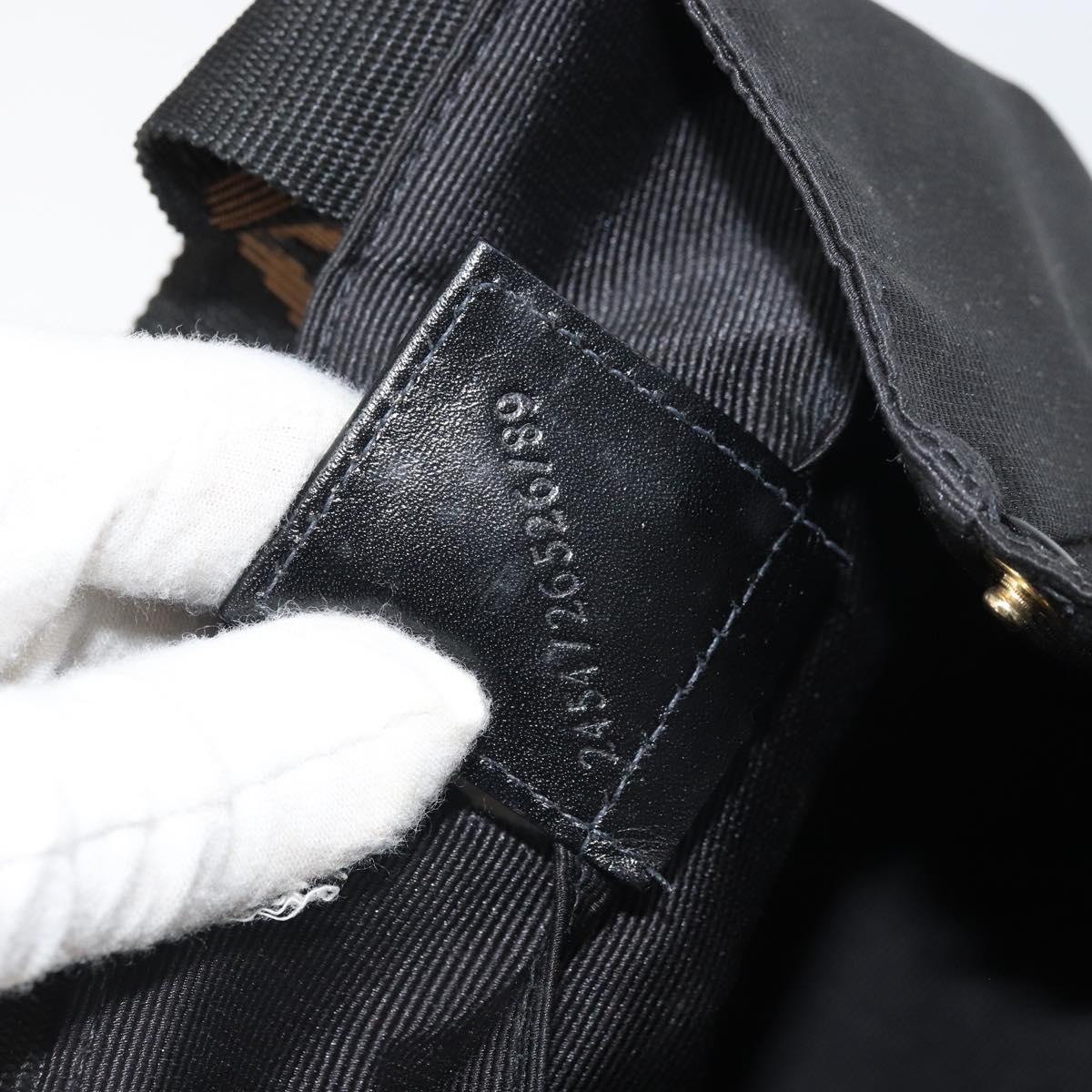 FENDI Hand Bag Nylon Black Gold Auth 170436