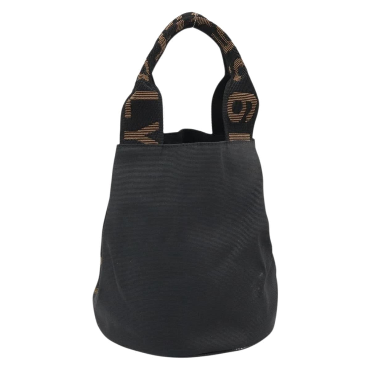 FENDI Hand Bag Nylon Black Gold Auth 170436