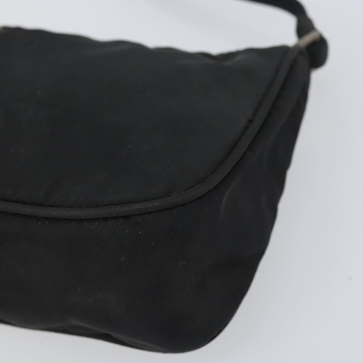 PRADA Hand Bag Nylon Black Silver Auth 170438