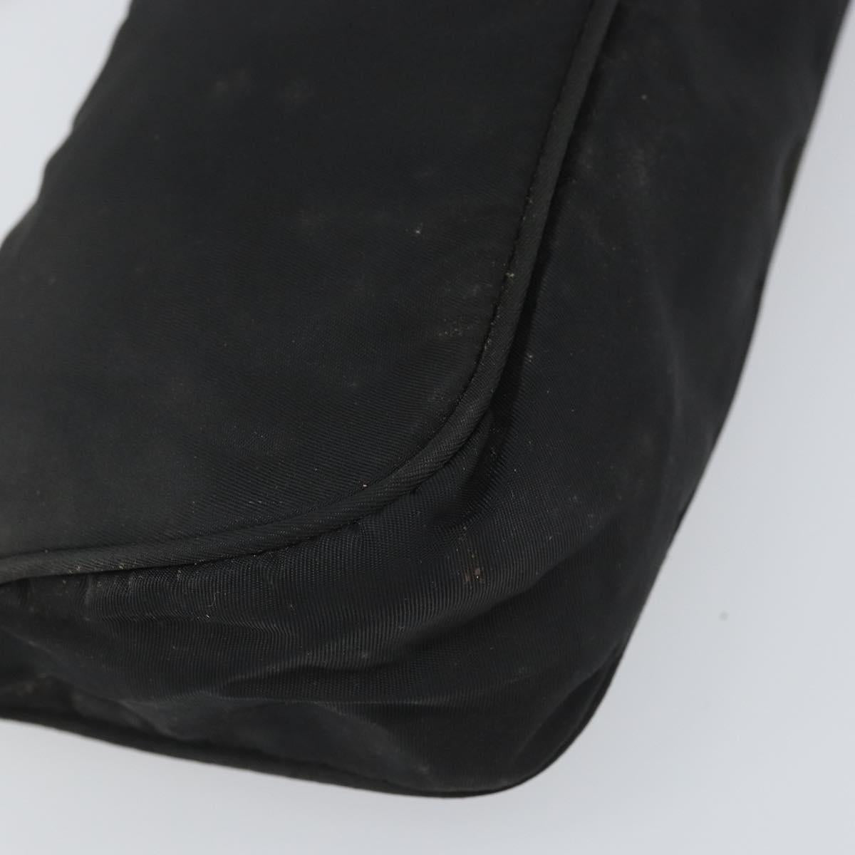 PRADA Hand Bag Nylon Black Silver Auth 170438