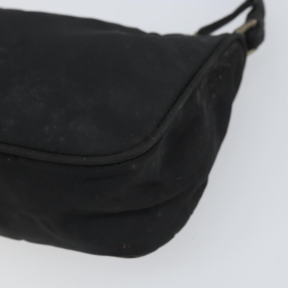 PRADA Hand Bag Nylon Black Silver Auth 170438