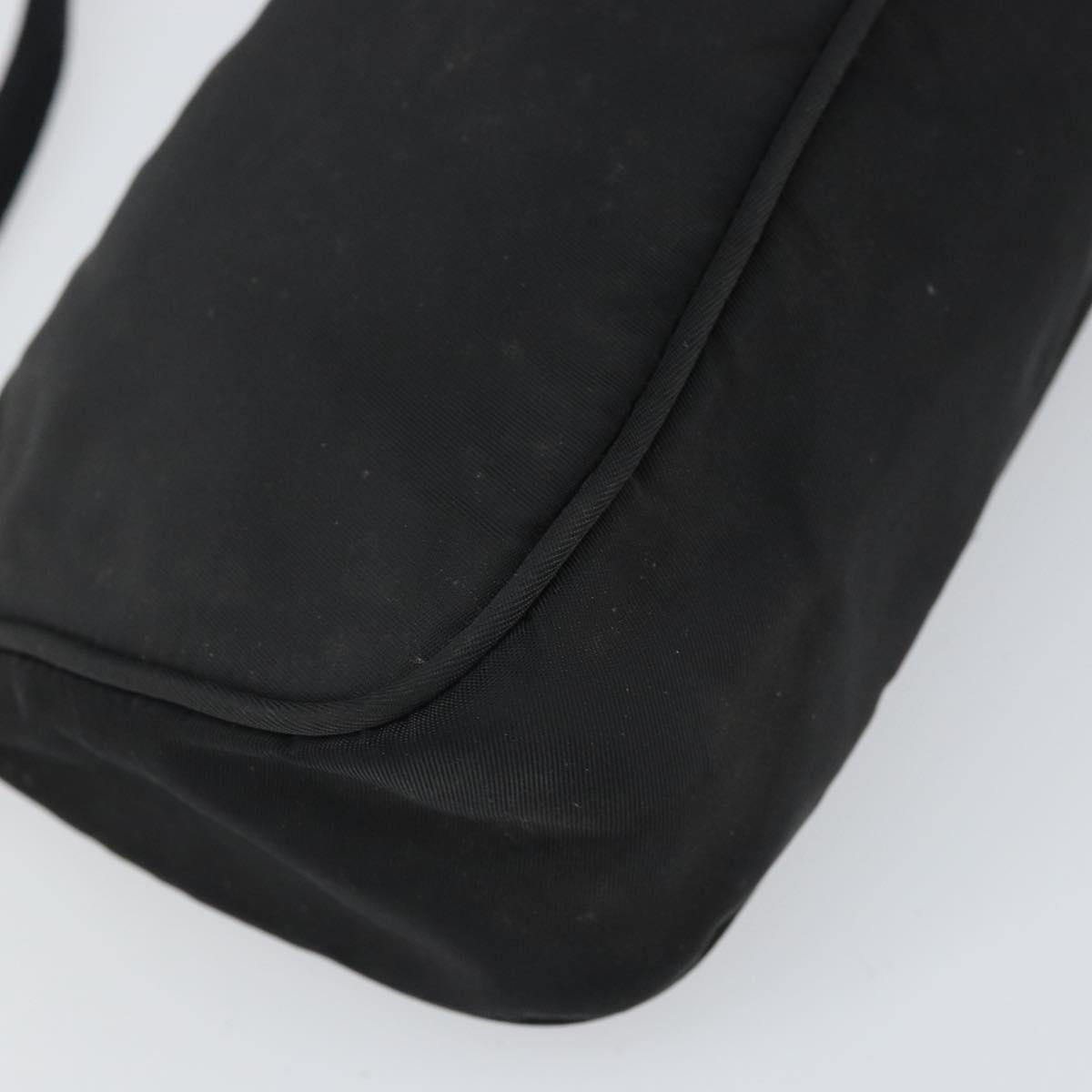 PRADA Hand Bag Nylon Black Silver Auth 170438