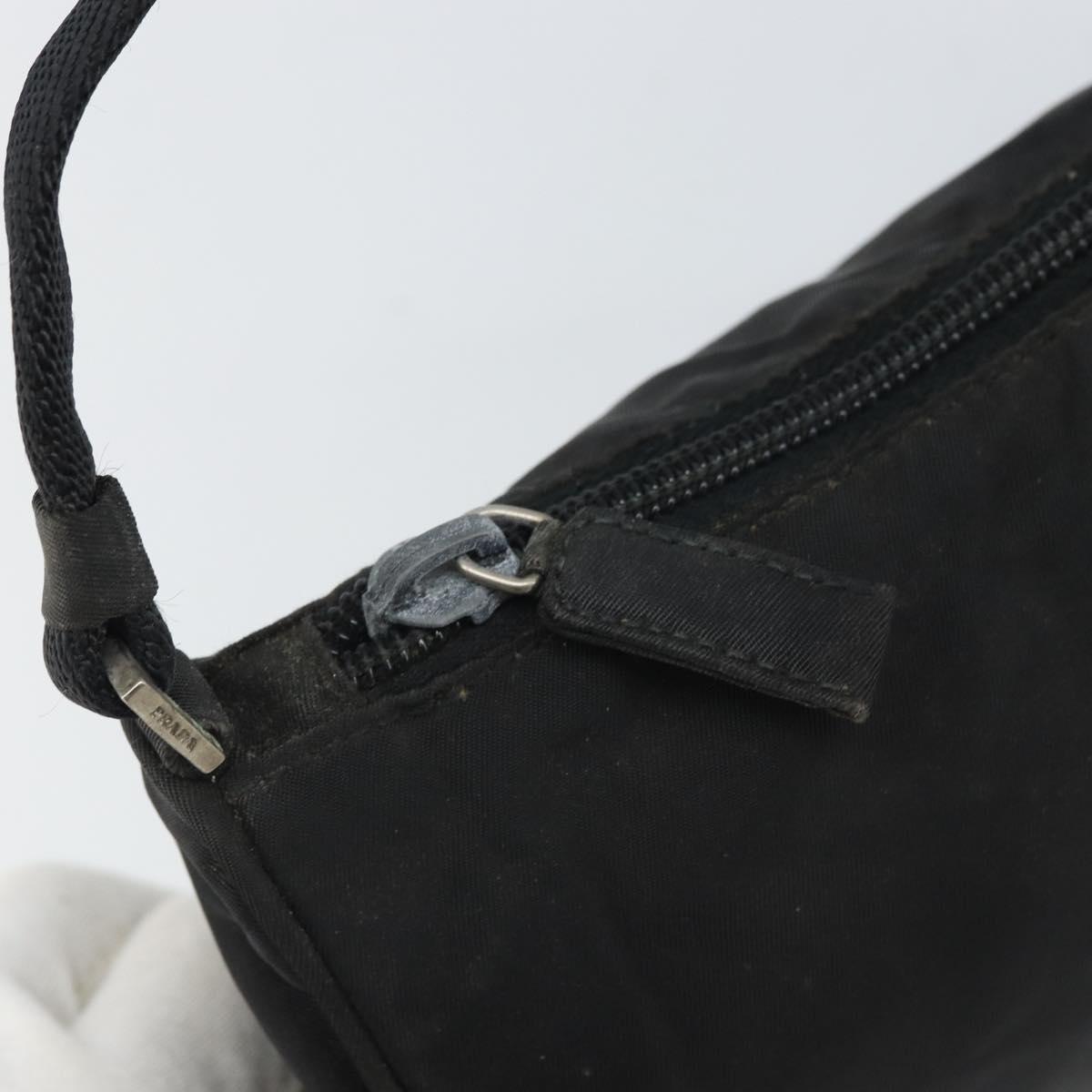 PRADA Hand Bag Nylon Black Silver Auth 170438