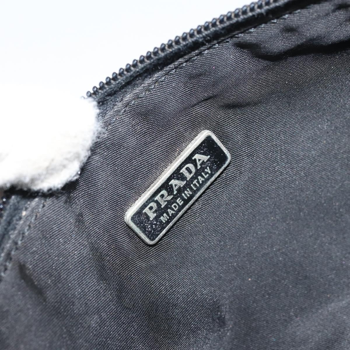 PRADA Hand Bag Nylon Black Silver Auth 170438