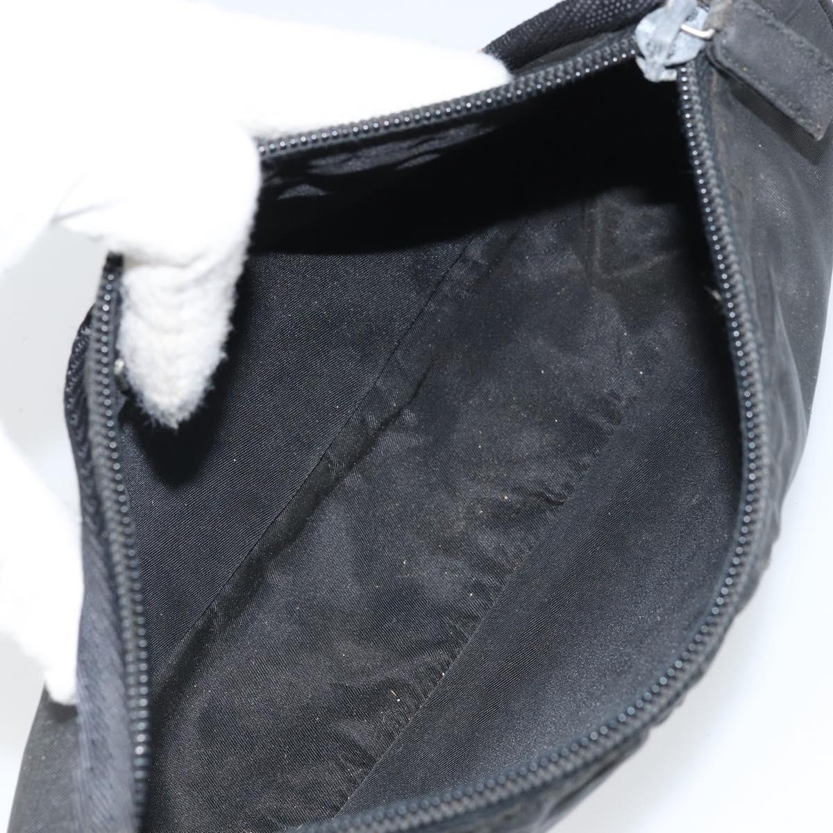 PRADA Hand Bag Nylon Black Silver Auth 170438