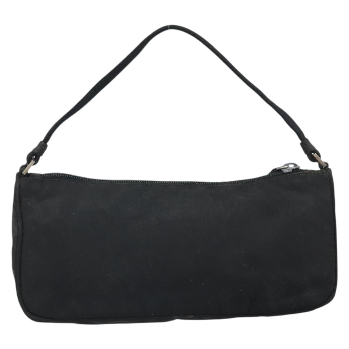 PRADA Hand Bag Nylon Black Silver Auth 170438