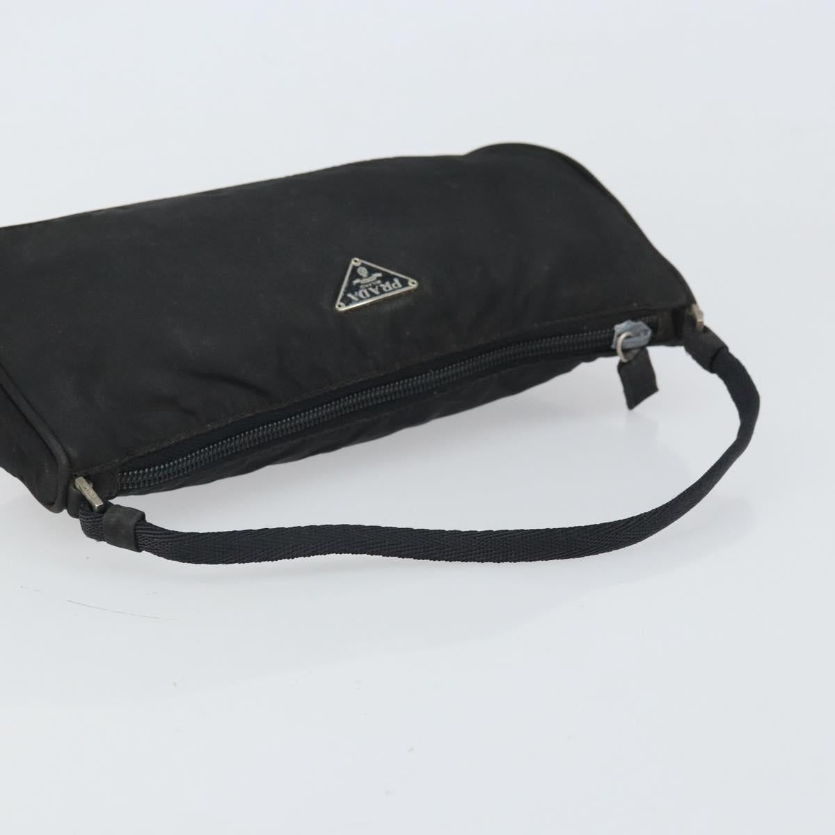 PRADA Hand Bag Nylon Black Silver Auth 170438