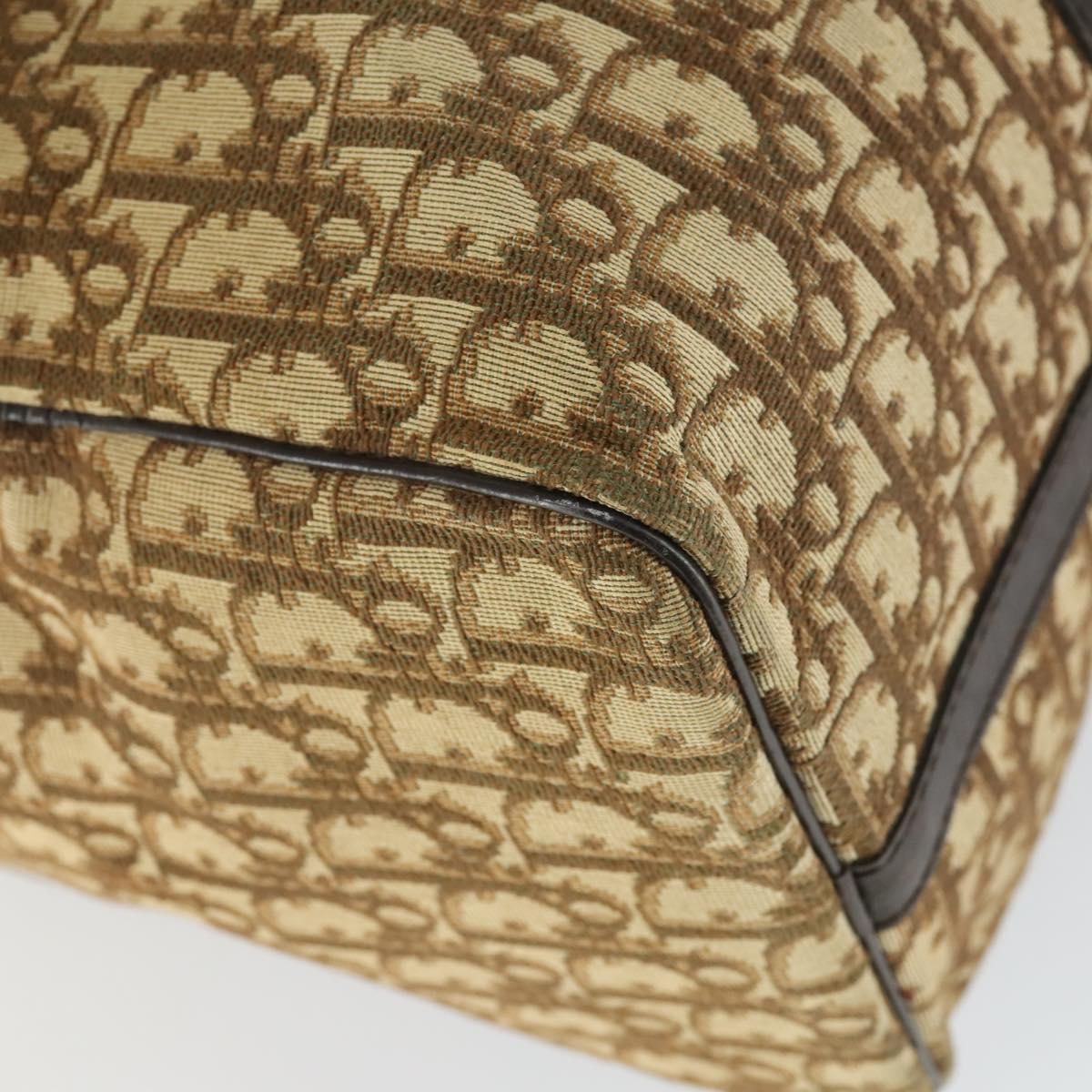 Christian Dior Trotter Canvas Boston Bag Brown Gold Auth 170441