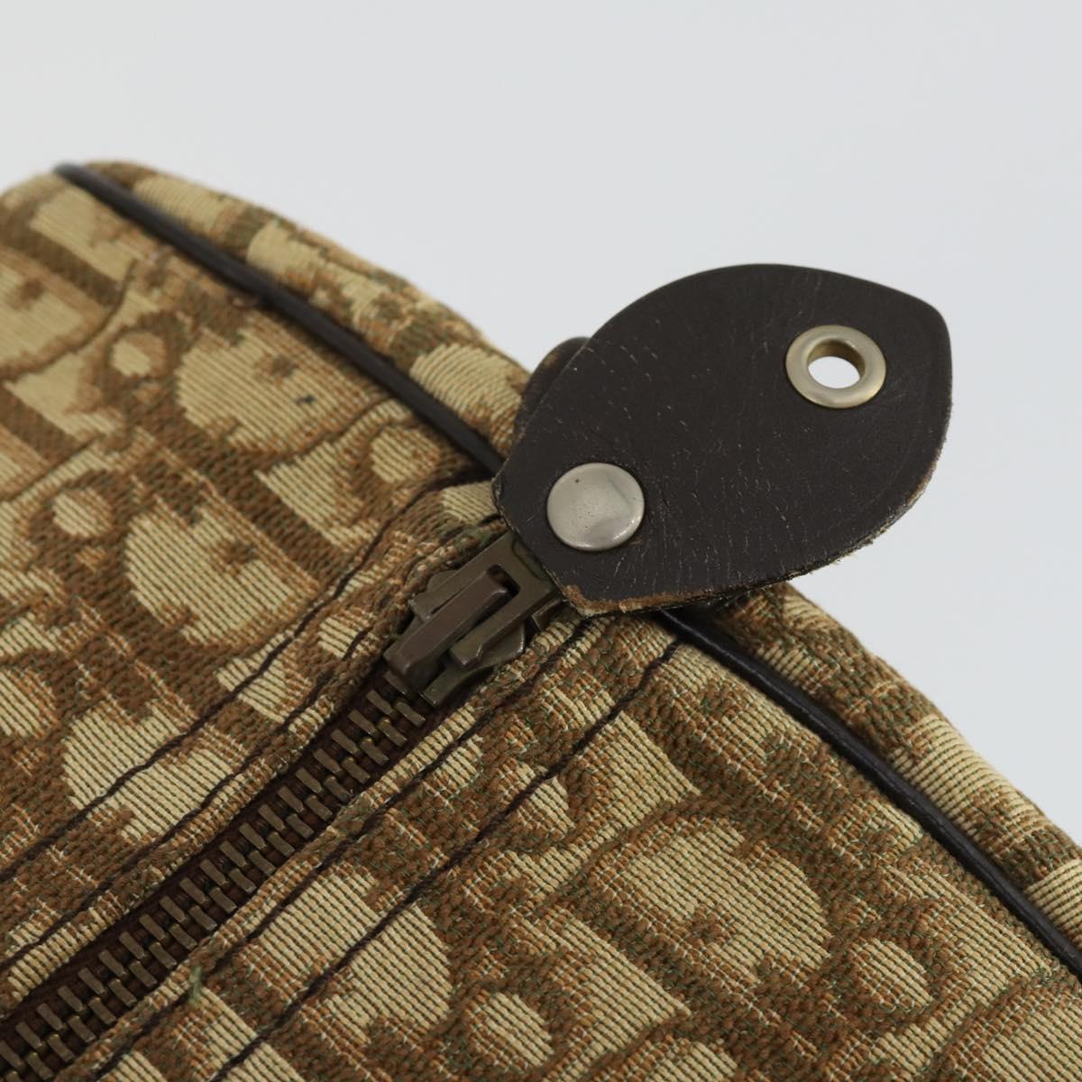 Christian Dior Trotter Canvas Boston Bag Brown Gold Auth 170441