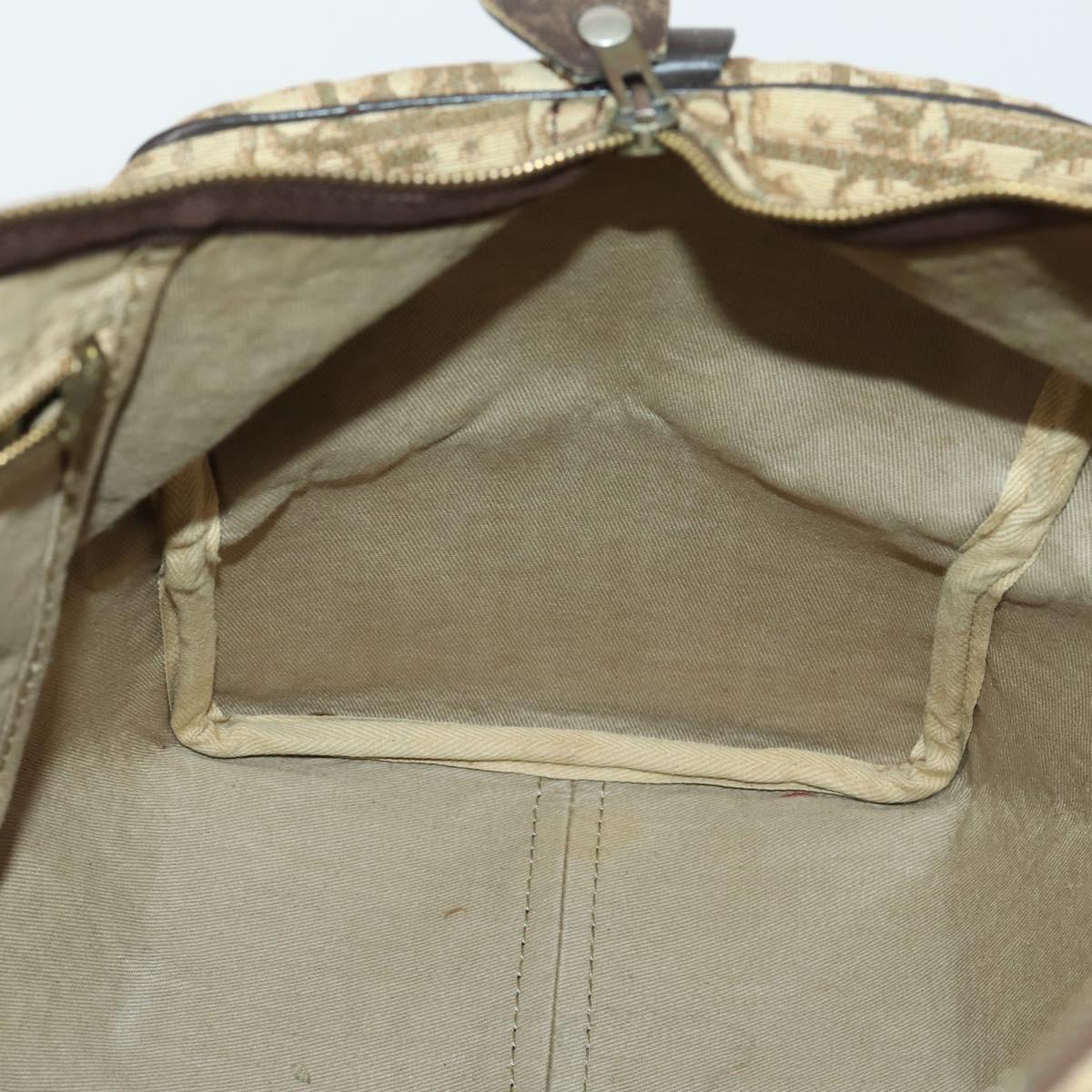 Christian Dior Trotter Canvas Boston Bag Brown Gold Auth 170441
