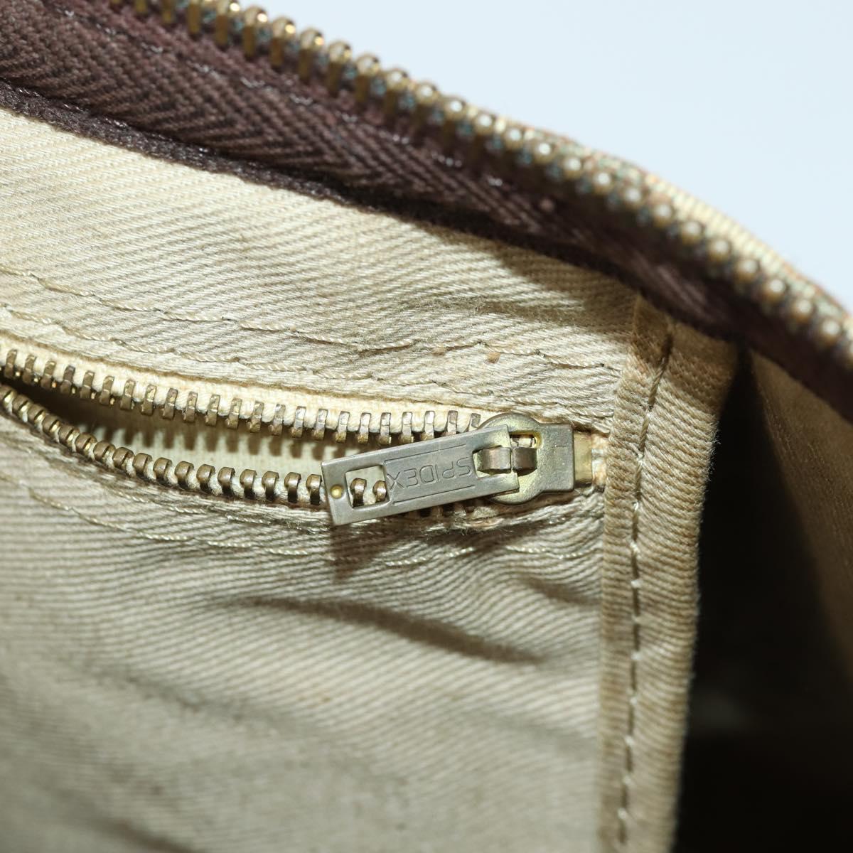 Christian Dior Trotter Canvas Boston Bag Brown Gold Auth 170441