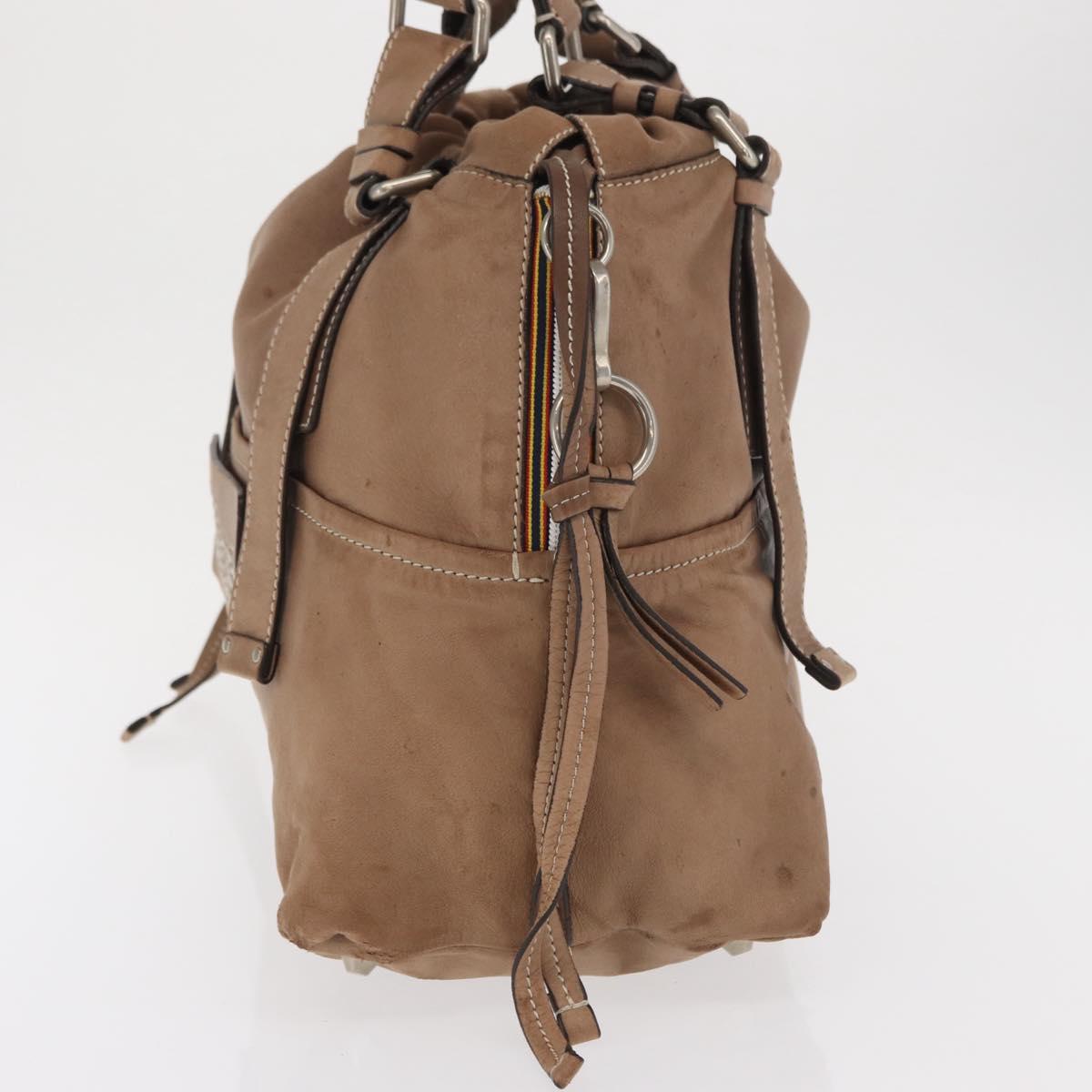 Chloe Hand Bag Leather Beige Silver Auth 170443