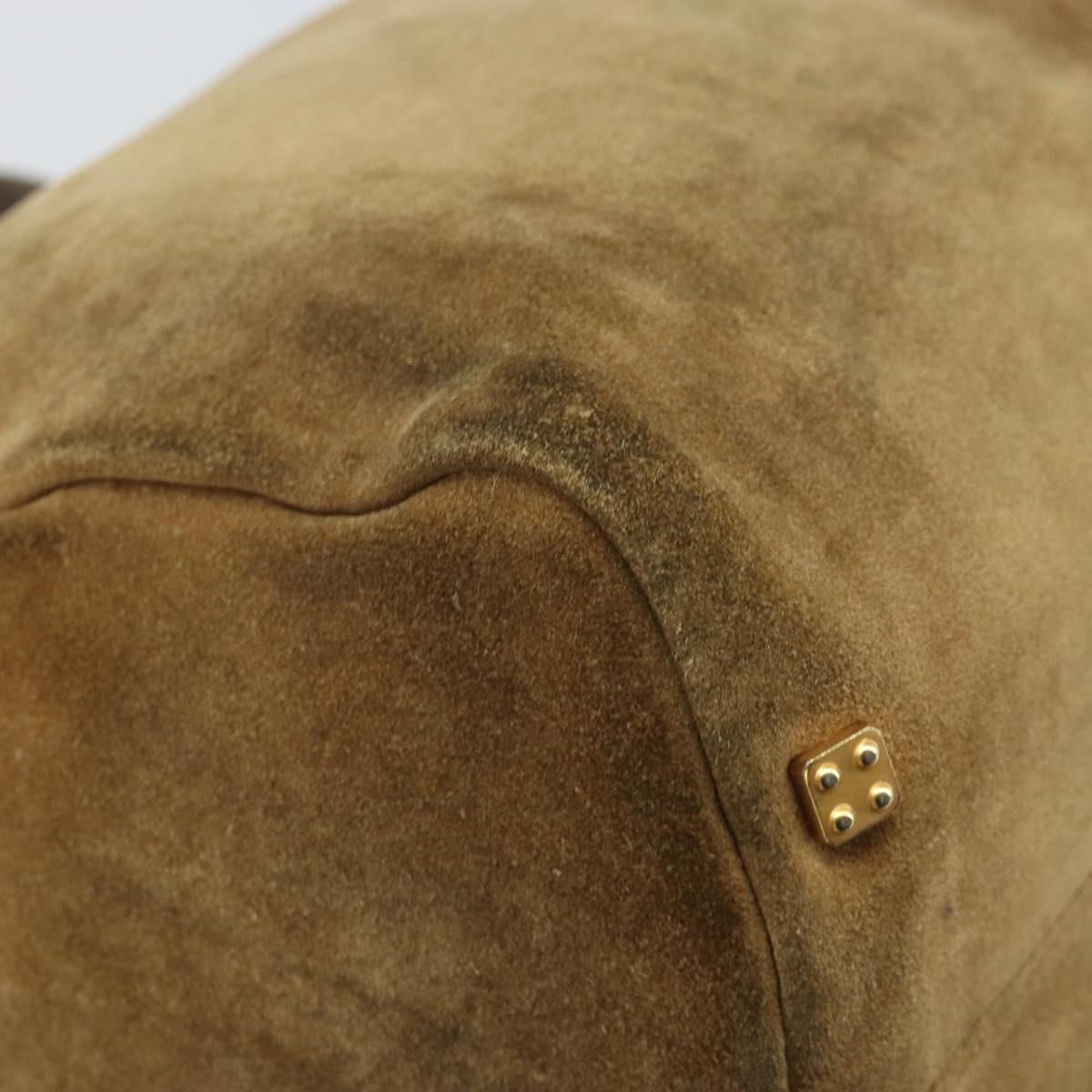 LOEWE Anagram Hand Bag Suede Beige Gold Auth 170444