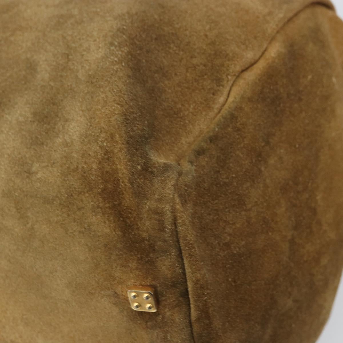 LOEWE Anagram Hand Bag Suede Beige Gold Auth 170444