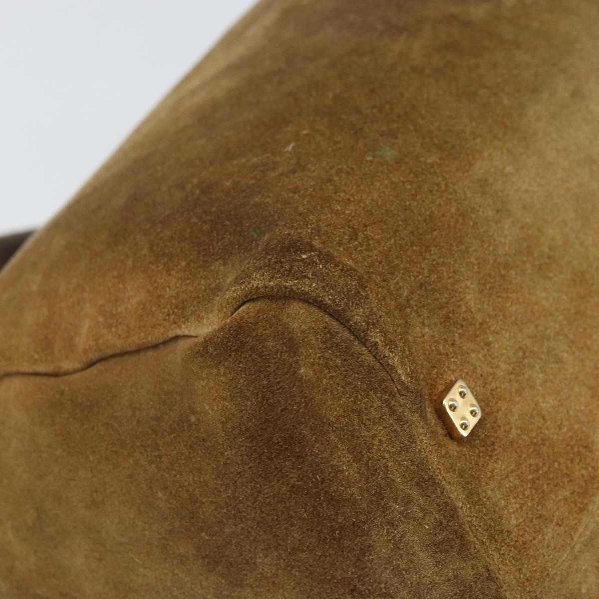 LOEWE Anagram Hand Bag Suede Beige Gold Auth 170444