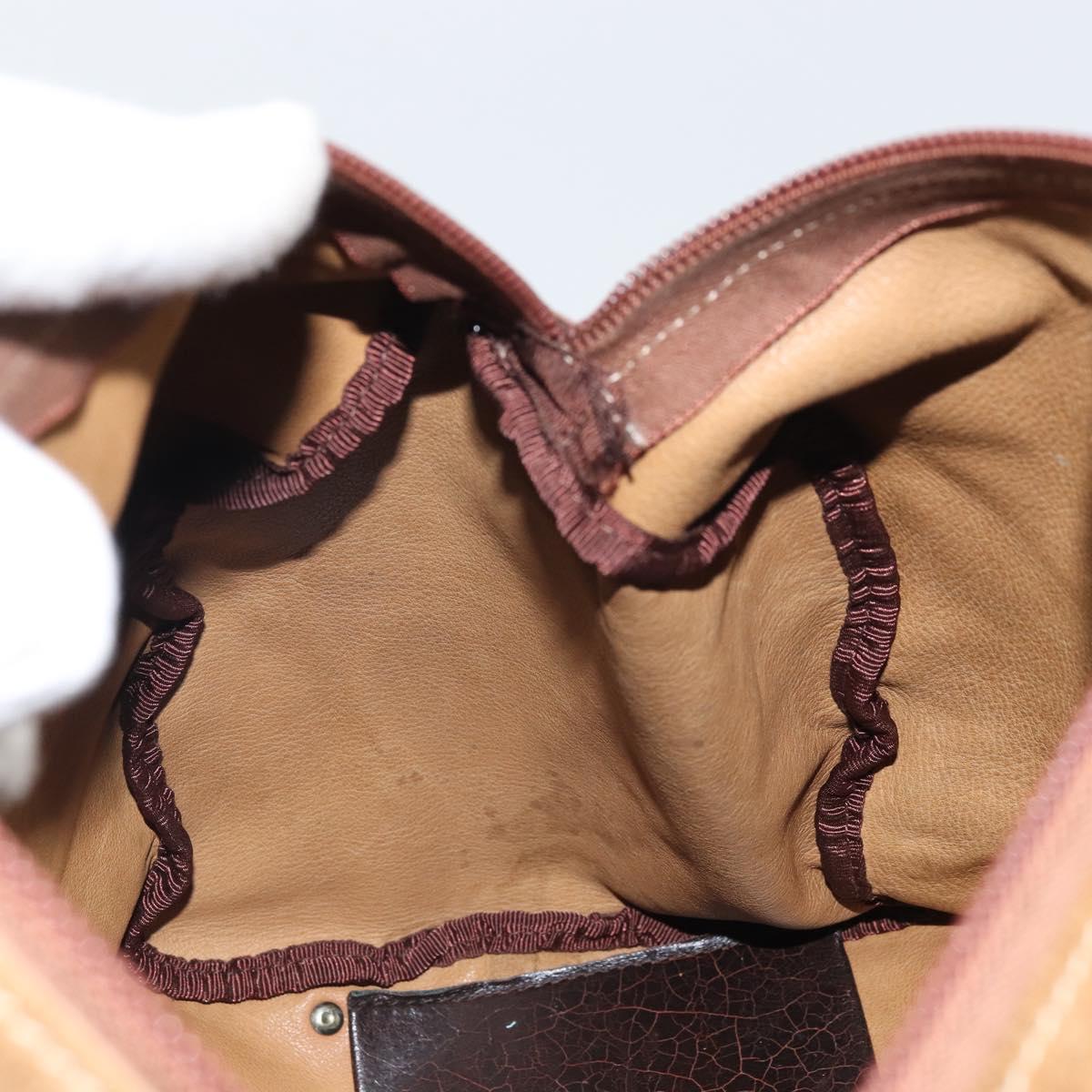 LOEWE Anagram Hand Bag Suede Beige Gold Auth 170444