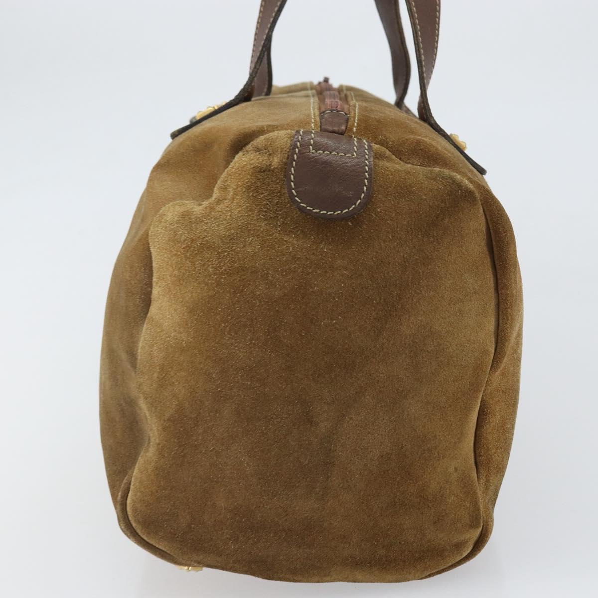 LOEWE Anagram Hand Bag Suede Beige Gold Auth 170444