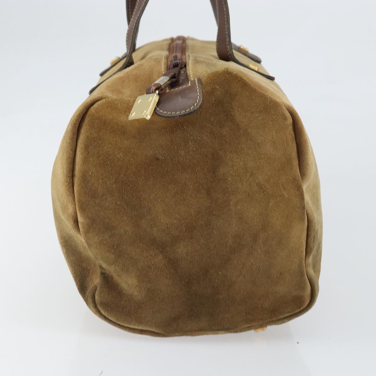 LOEWE Anagram Hand Bag Suede Beige Gold Auth 170444