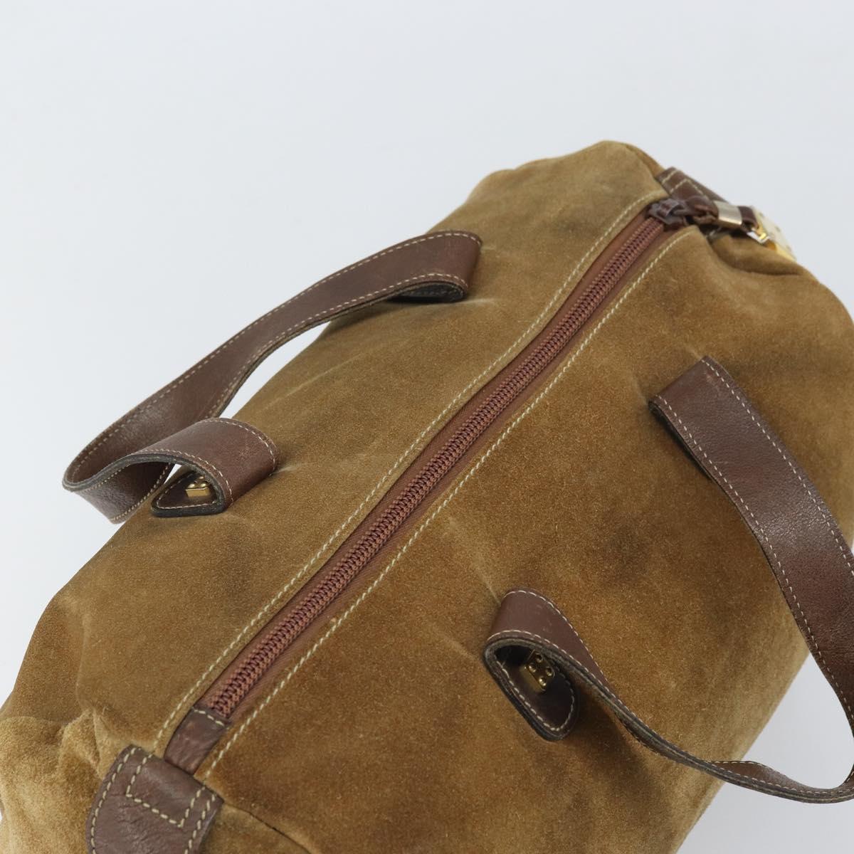 LOEWE Anagram Hand Bag Suede Beige Gold Auth 170444