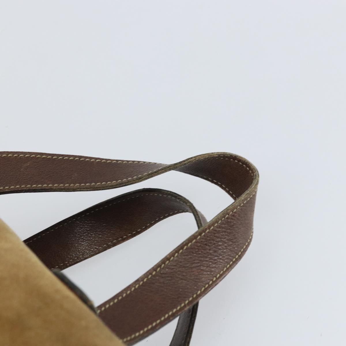 LOEWE Anagram Hand Bag Suede Beige Gold Auth 170444