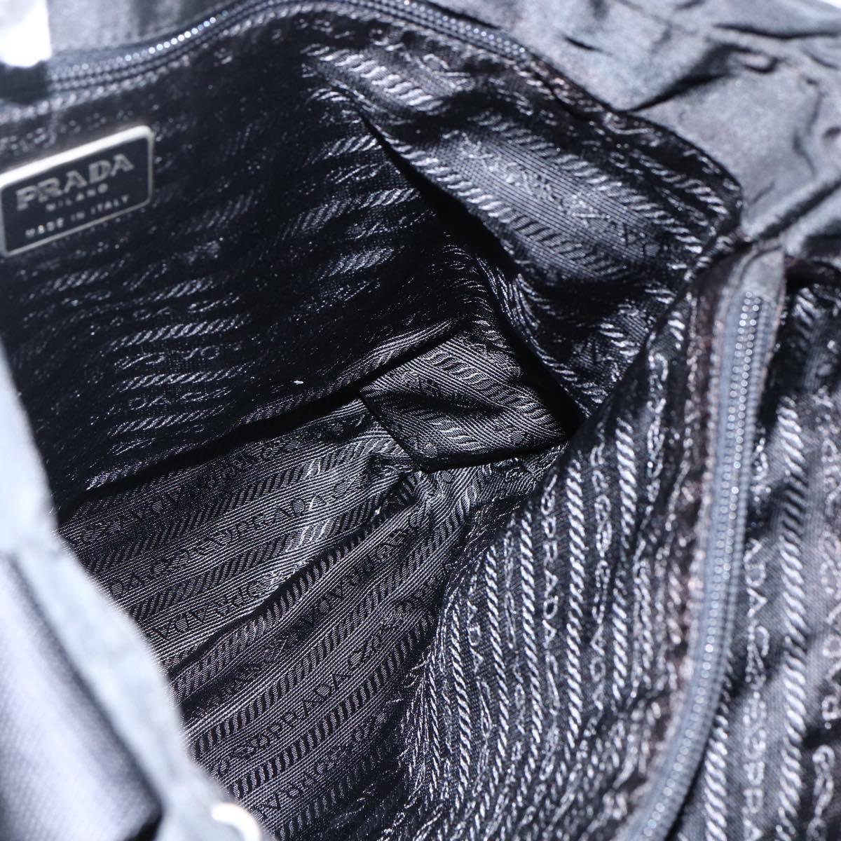 PRADA Shoulder Bag Nylon Black Silver Auth 170446