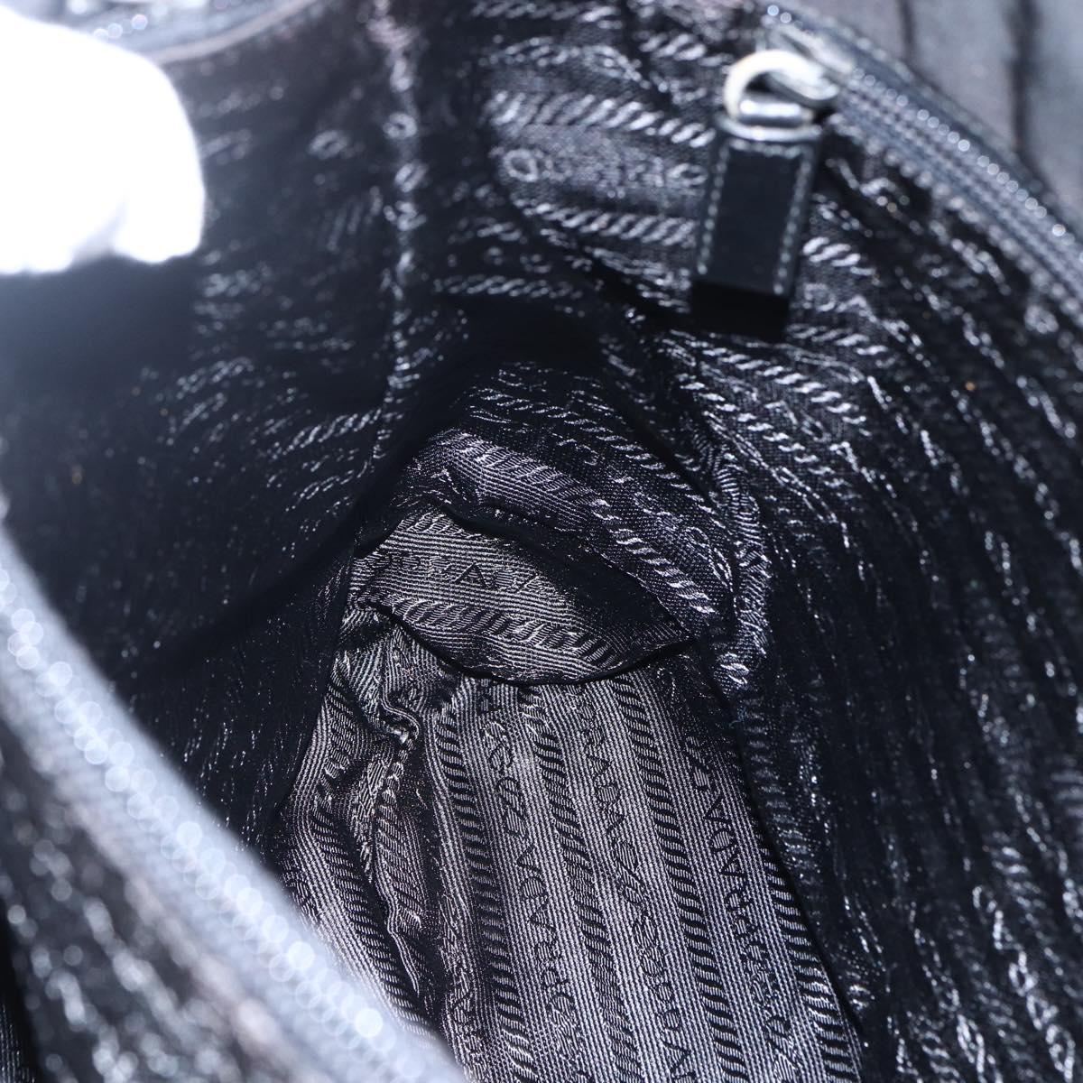 PRADA Shoulder Bag Nylon Black Silver Auth 170446