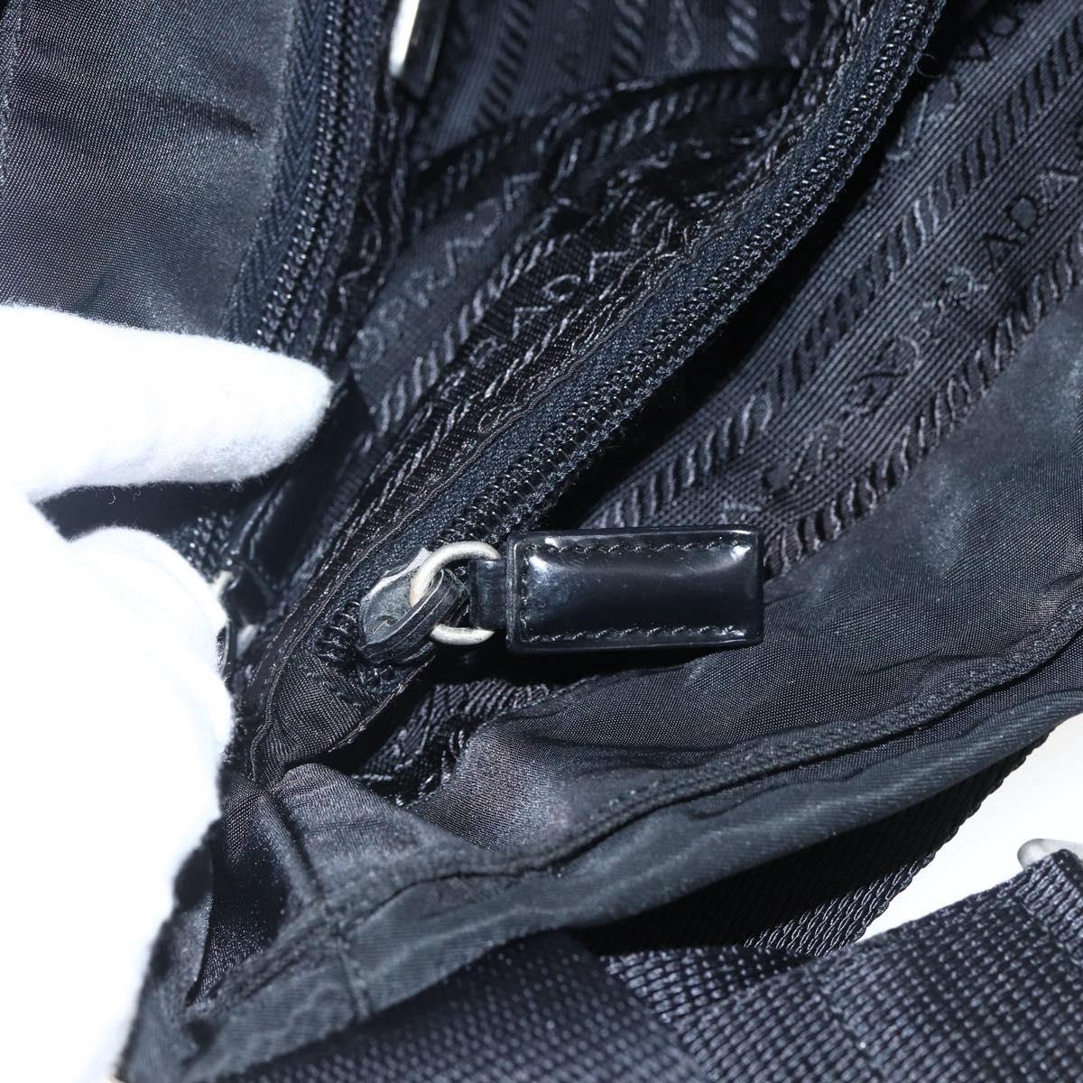 PRADA Shoulder Bag Nylon Black Silver Auth 170446
