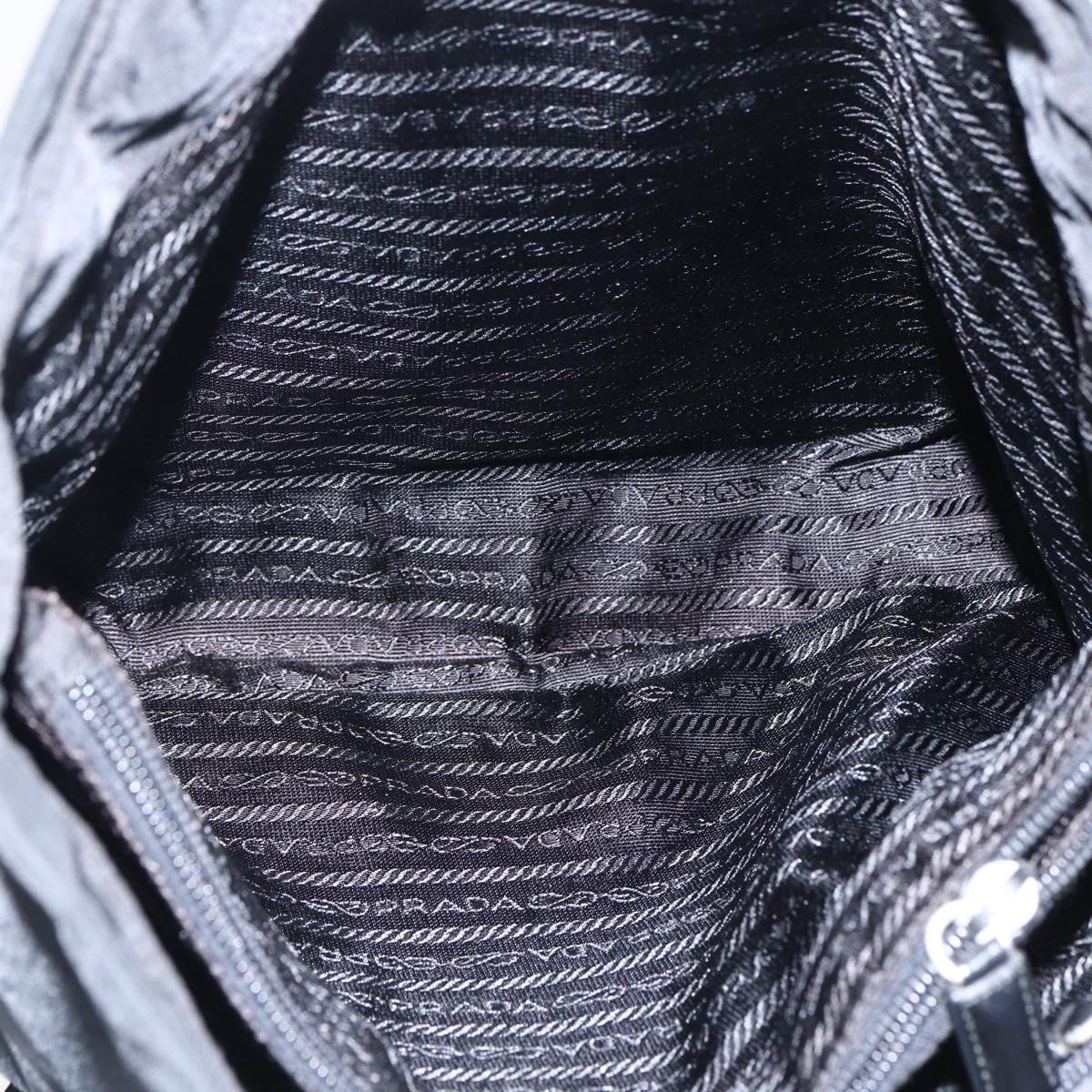 PRADA Shoulder Bag Nylon Black Silver Auth 170446