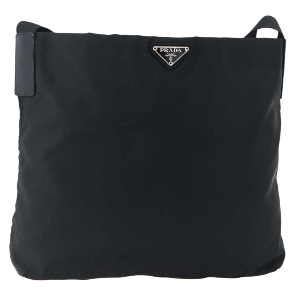 PRADA Shoulder Bag Nylon Black Silver Auth 170446