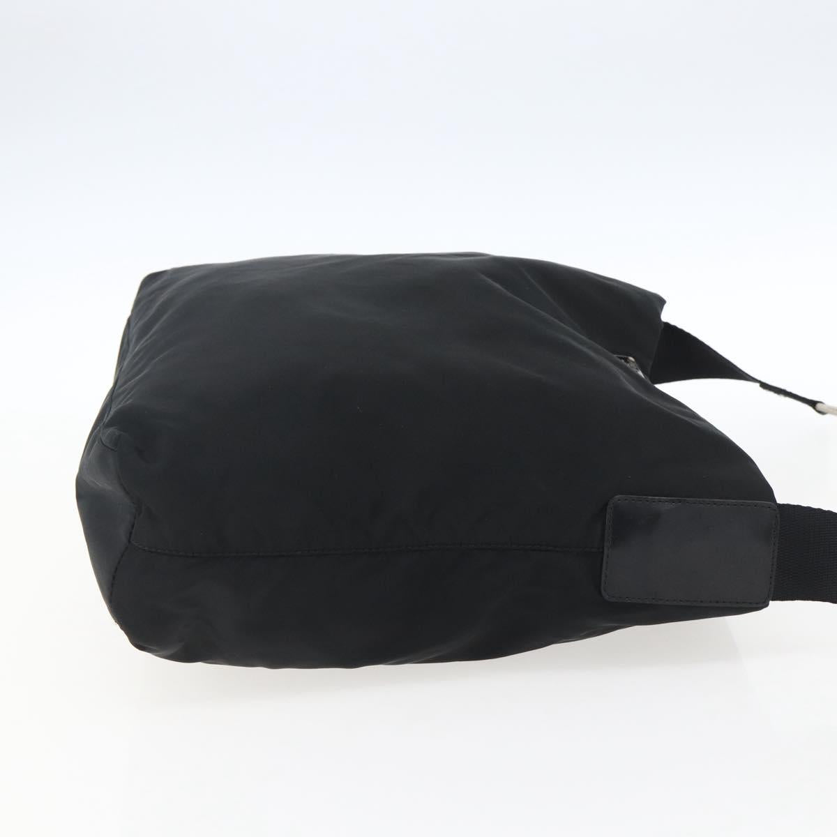 PRADA Shoulder Bag Nylon Black Silver Auth 170446