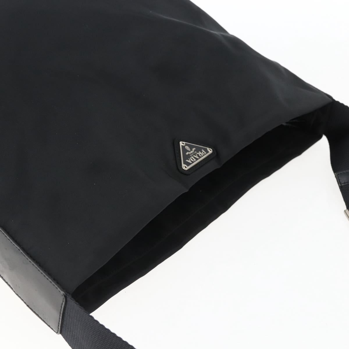 PRADA Shoulder Bag Nylon Black Silver Auth 170446