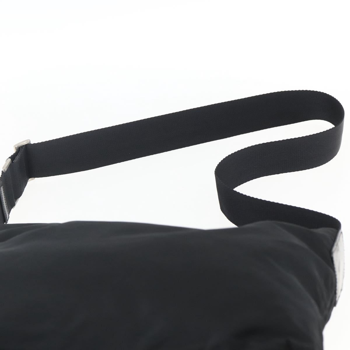 PRADA Shoulder Bag Nylon Black Silver Auth 170446
