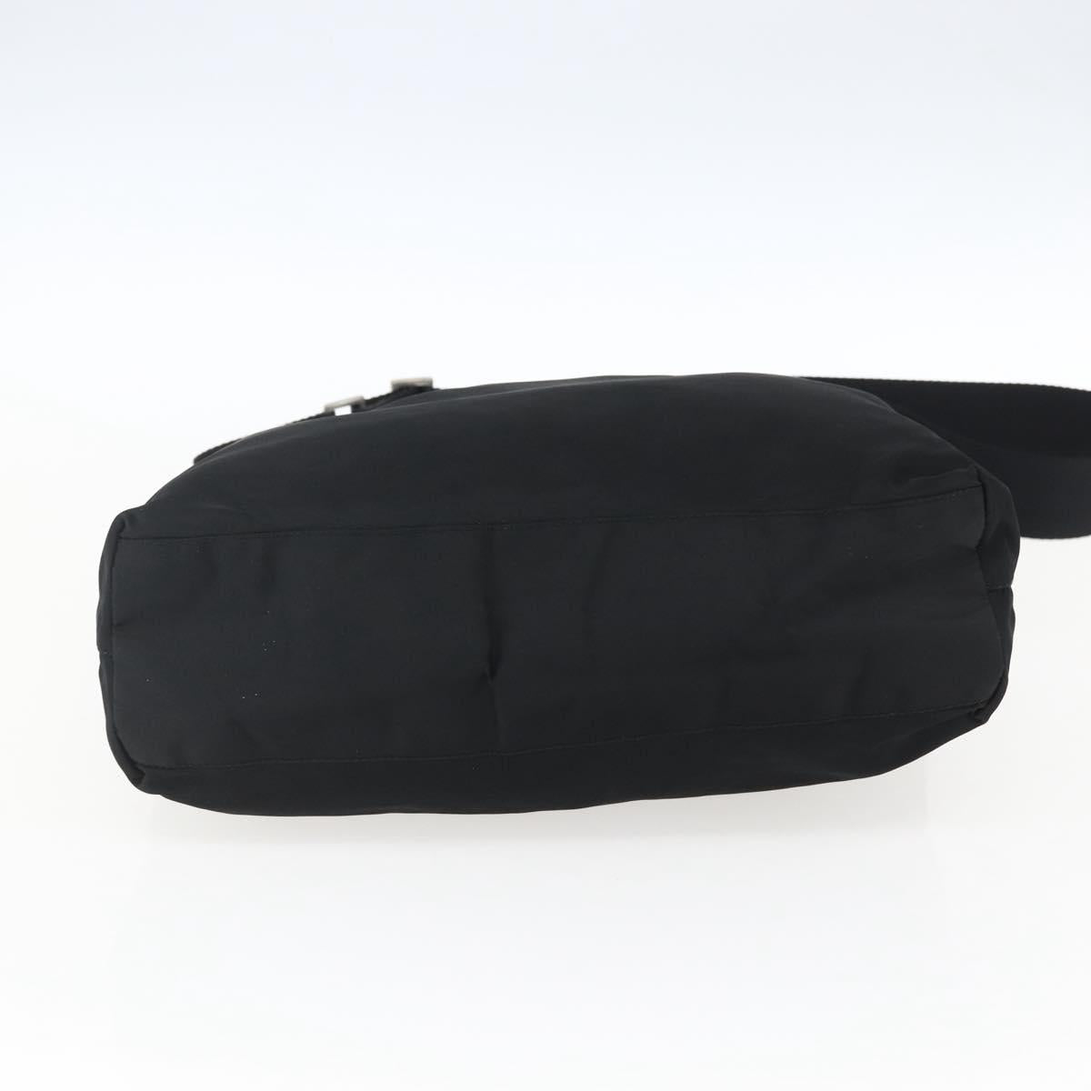PRADA Shoulder Bag Nylon Black Silver Auth 170446