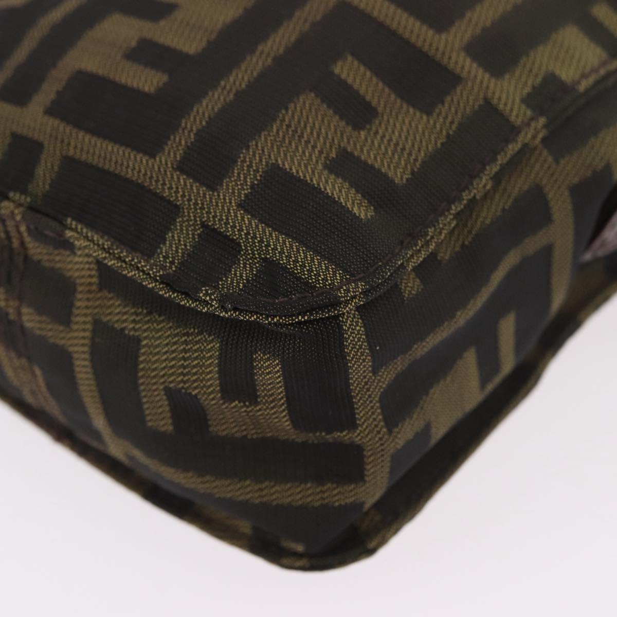 FENDI Zucca Canvas Shoulder Bag Black Brown Auth 170451
