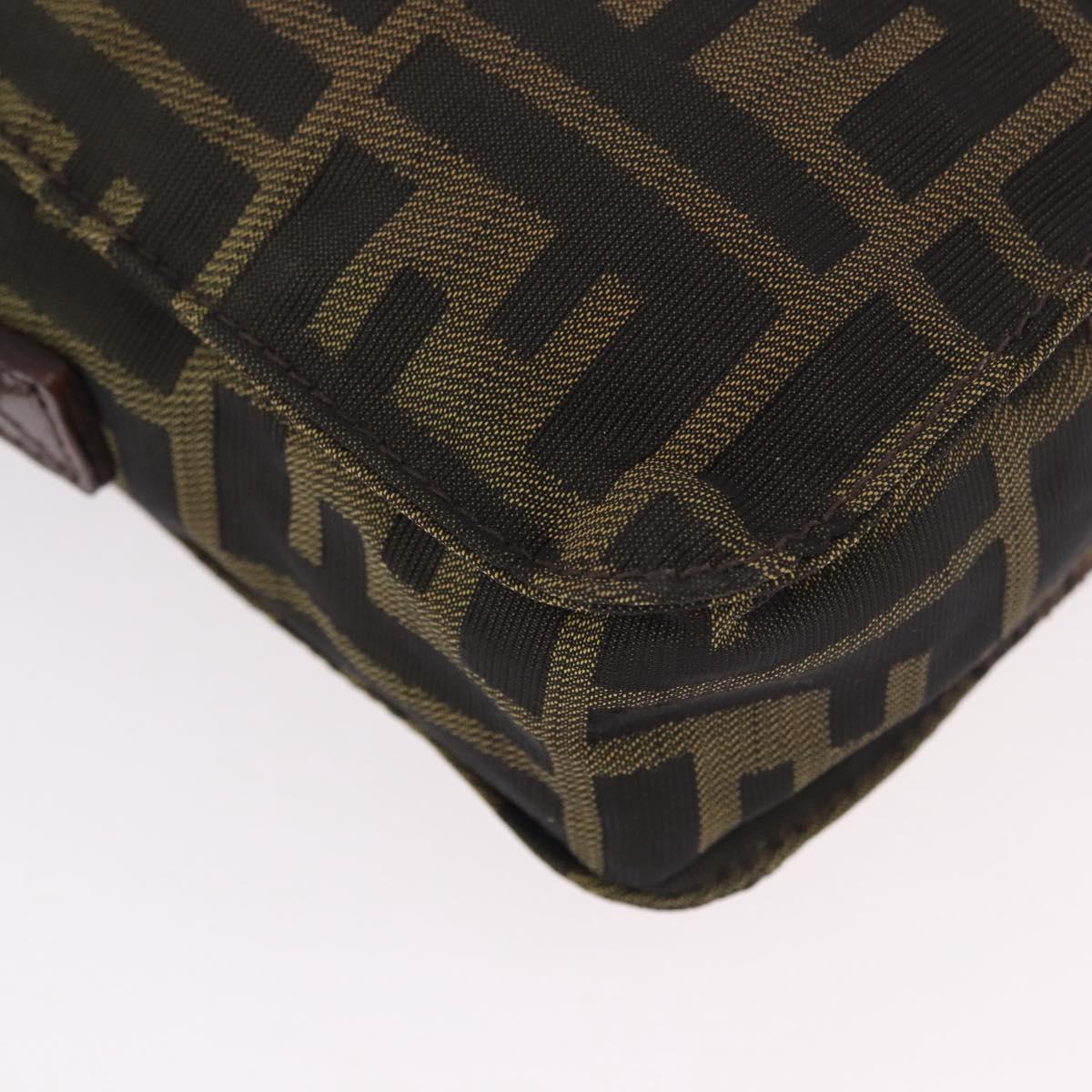 FENDI Zucca Canvas Shoulder Bag Black Brown Auth 170451