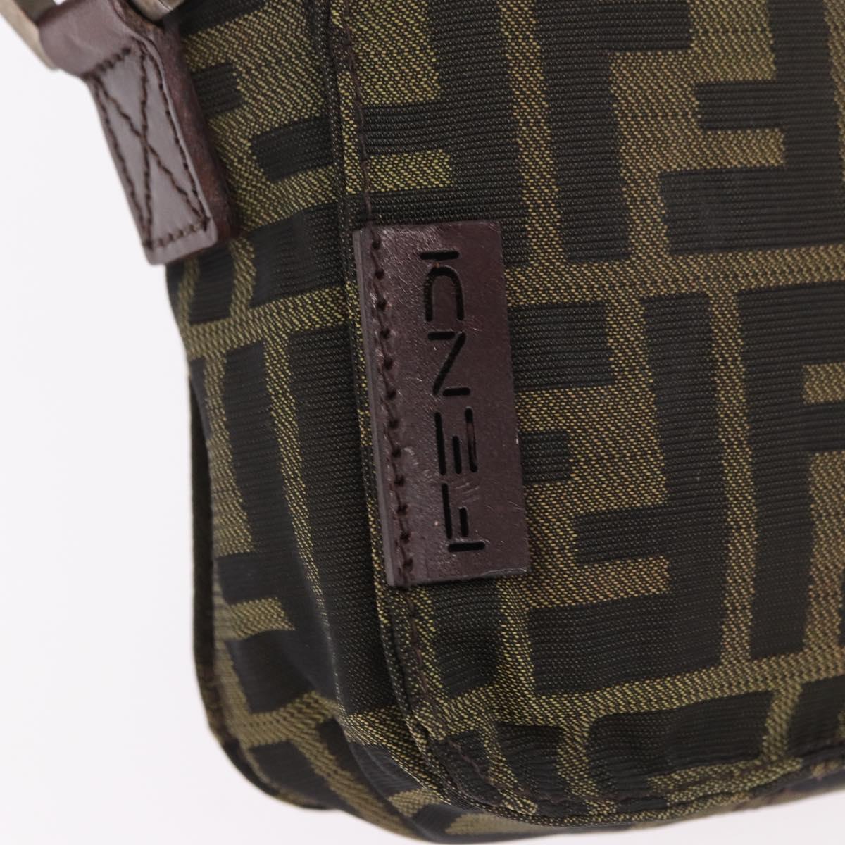 FENDI Zucca Canvas Shoulder Bag Black Brown Auth 170451