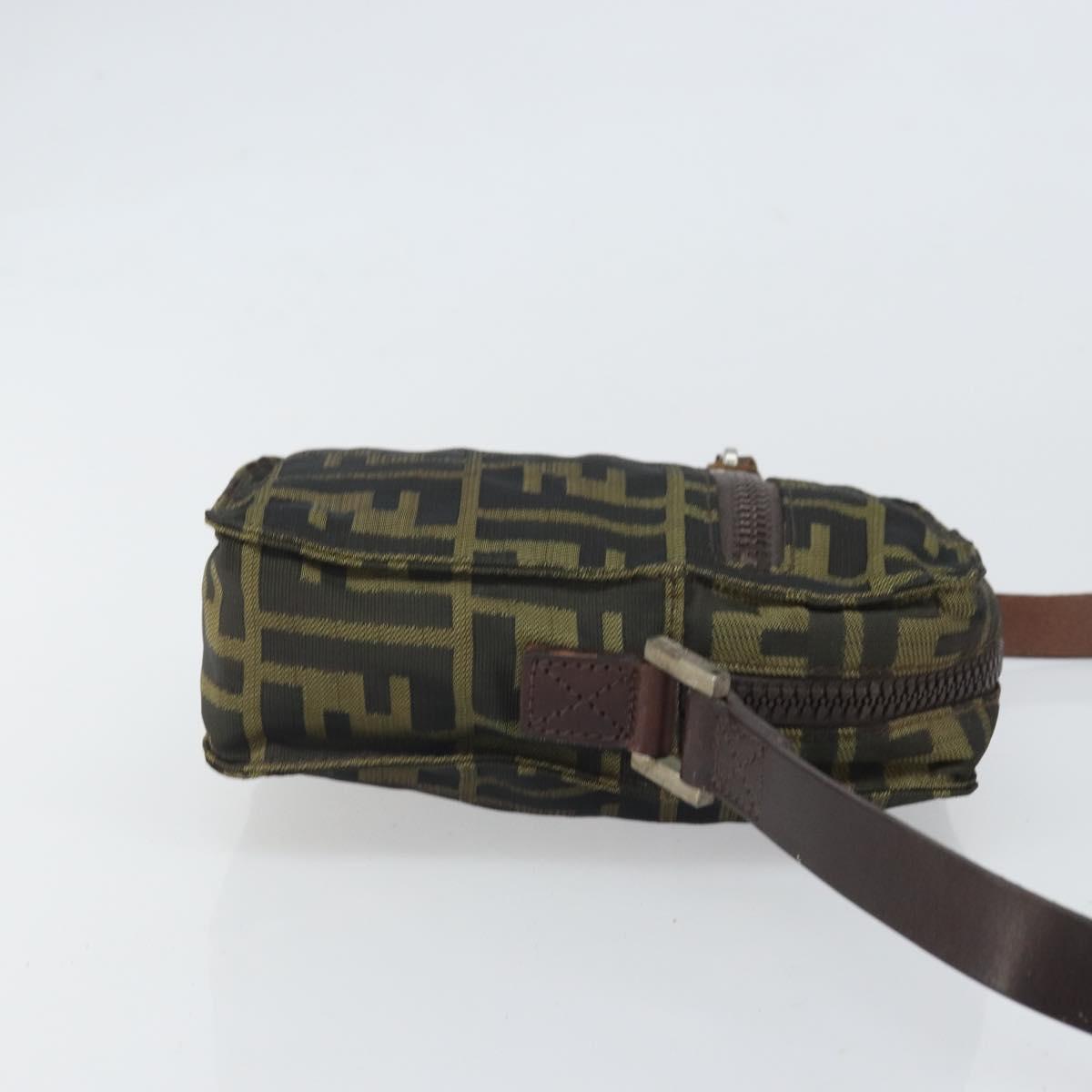 FENDI Zucca Canvas Shoulder Bag Black Brown Auth 170451