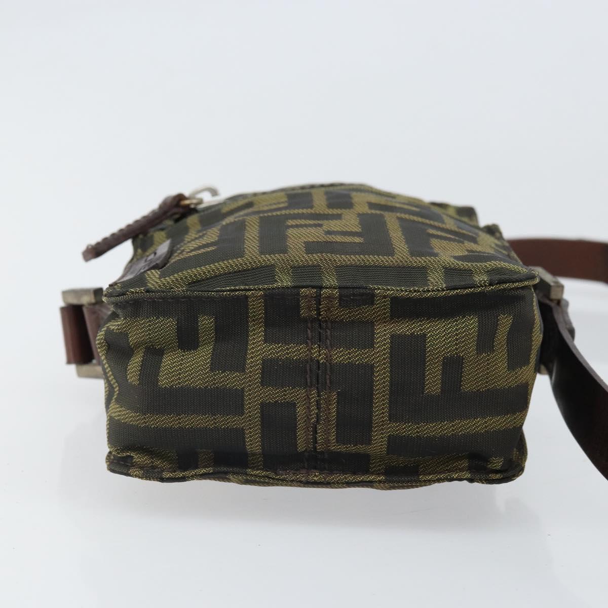 FENDI Zucca Canvas Shoulder Bag Black Brown Auth 170451