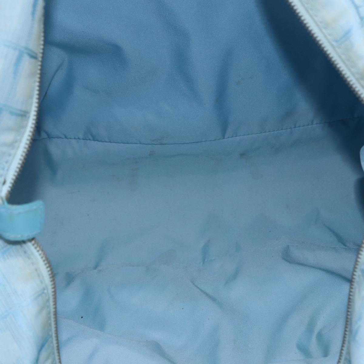 CHANEL New Travel line Tote Bag Nylon Light Blue Silver CC Auth 170452