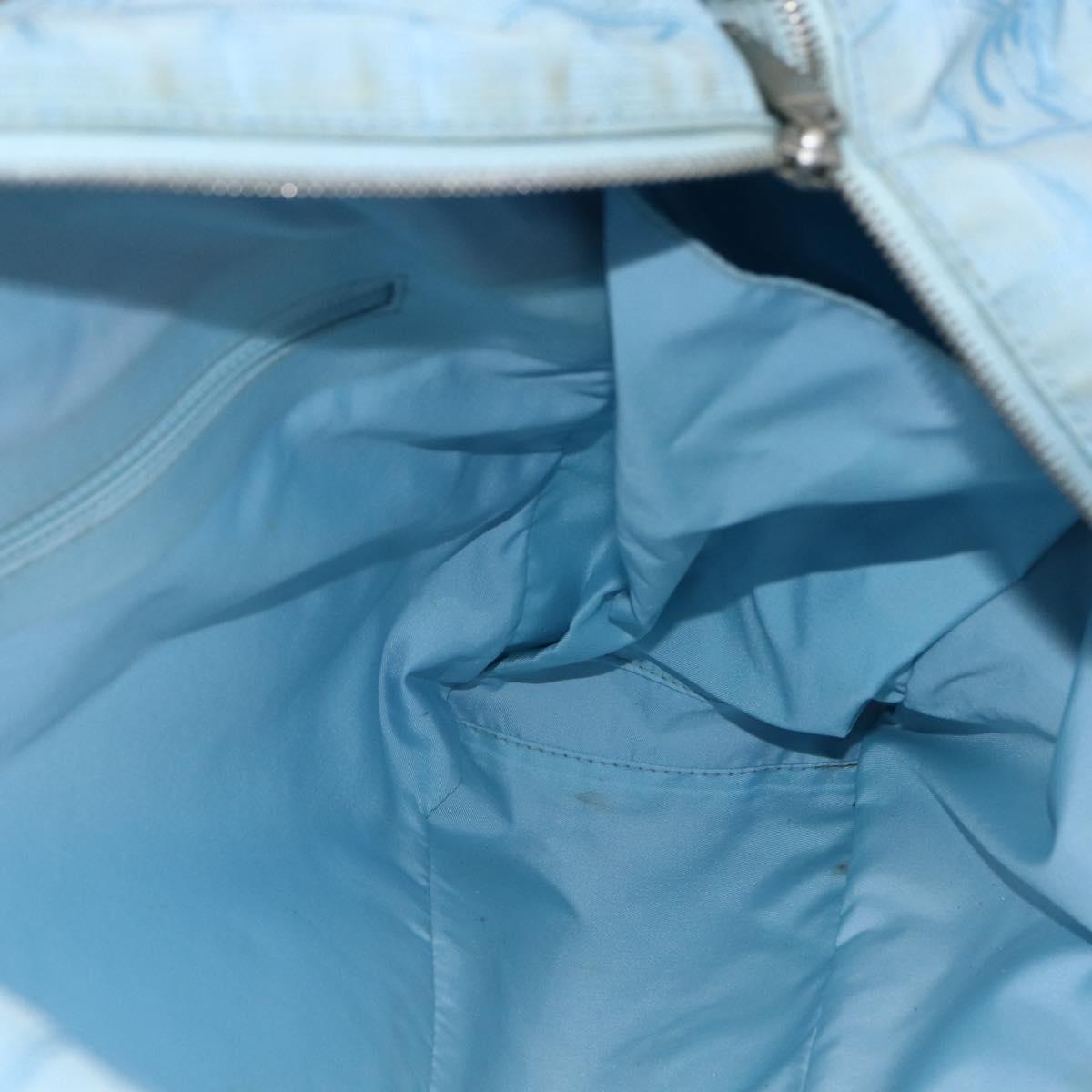 CHANEL New Travel line Tote Bag Nylon Light Blue Silver CC Auth 170452