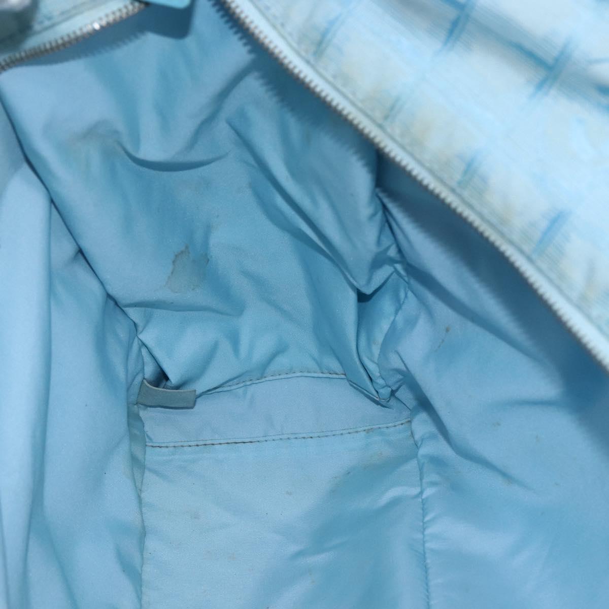 CHANEL New Travel line Tote Bag Nylon Light Blue Silver CC Auth 170452