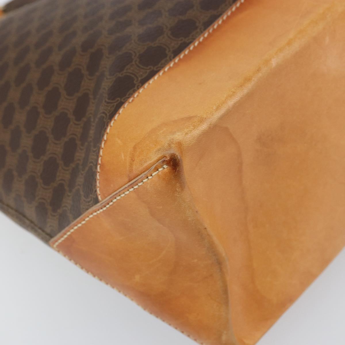CELINE Macadam Canvas Tote Bag PVC Leather Brown Gold Auth 170454