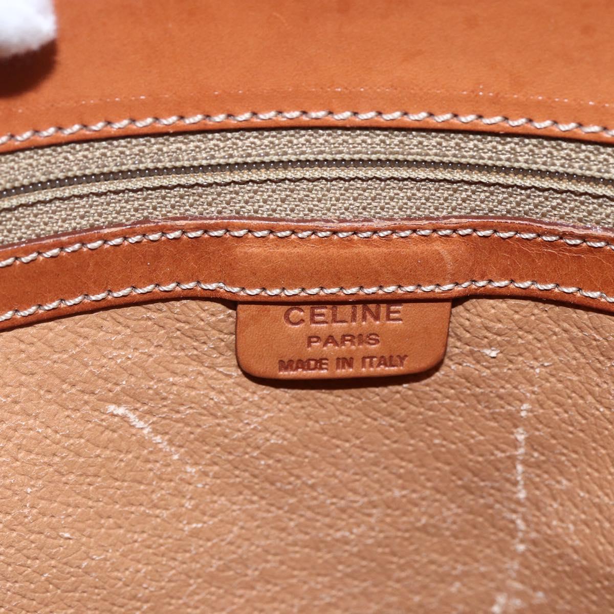 CELINE Macadam Canvas Hand Bag PVC Leather Brown Gold Auth 170455