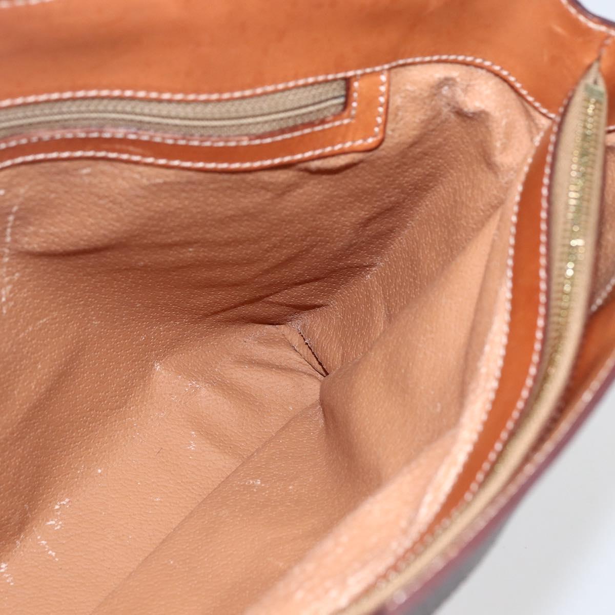 CELINE Macadam Canvas Hand Bag PVC Leather Brown Gold Auth 170455