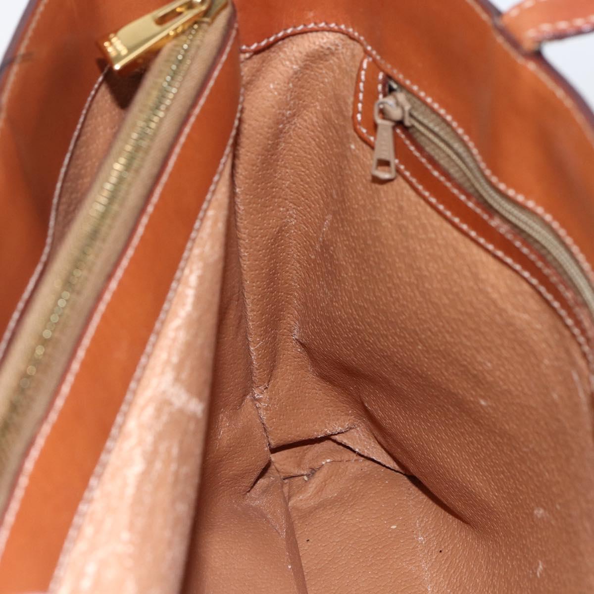 CELINE Macadam Canvas Hand Bag PVC Leather Brown Gold Auth 170455