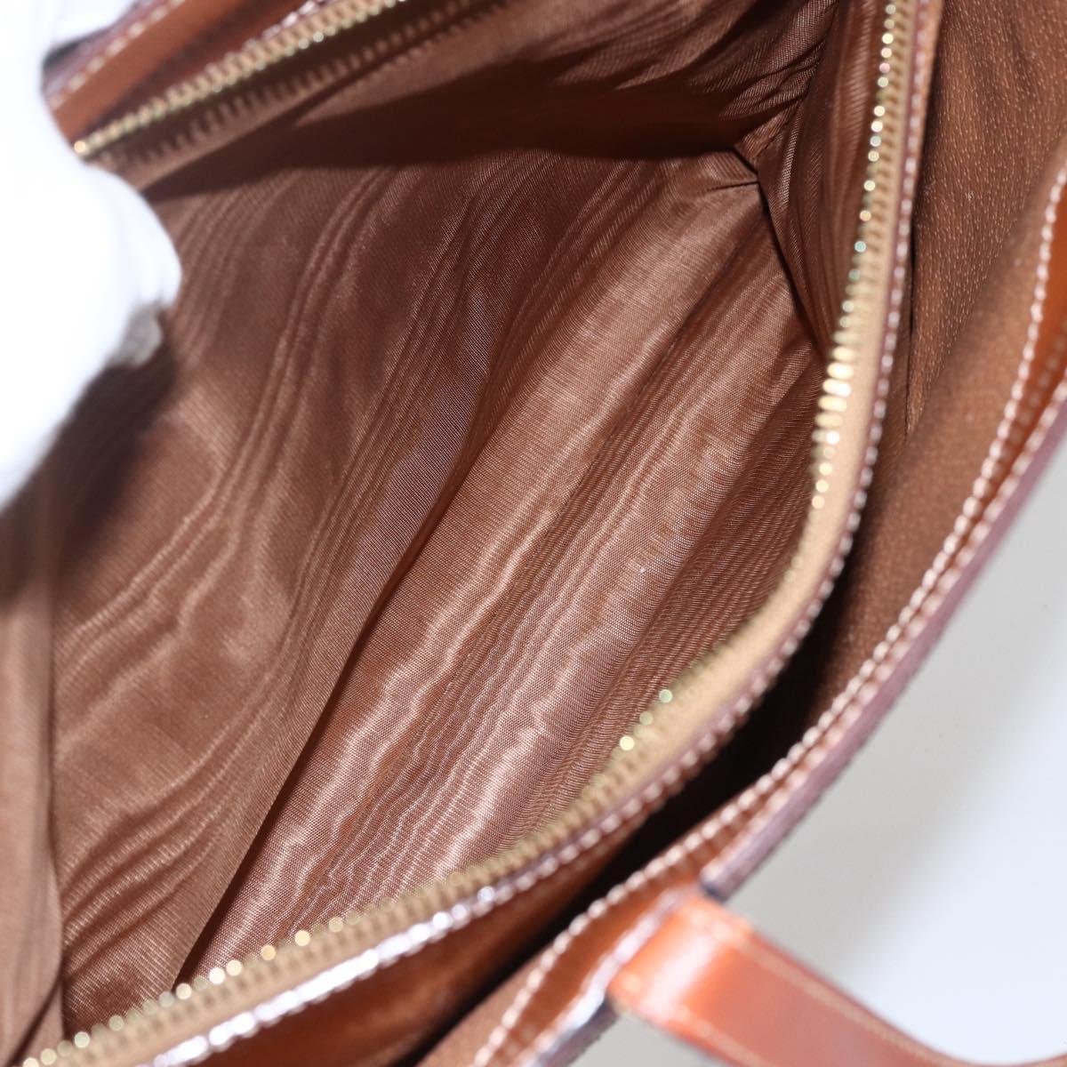 CELINE Macadam Canvas Hand Bag PVC Leather Brown Gold Auth 170455