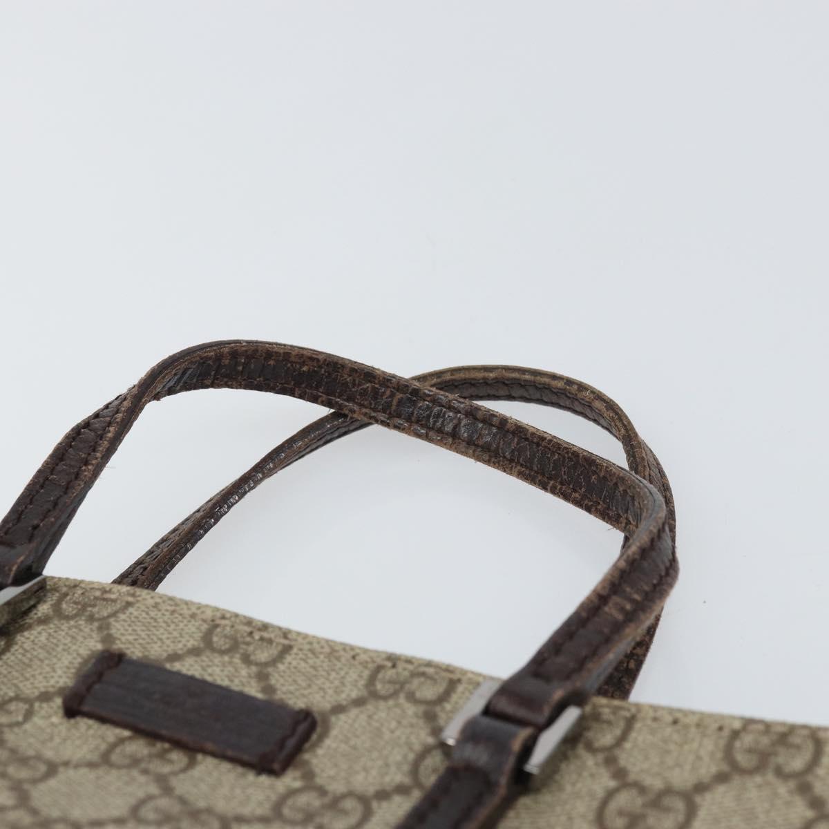 GUCCI GG Supreme Hand Bag PVC Beige Silver 117551 Auth 170459